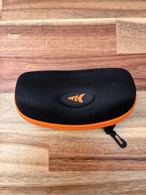 KastKing Sunglasses Glasses Hard Case Black w/Orange Trim, Zipper, Belt Clip